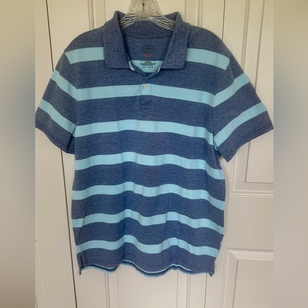 St JHON’s BAY Blue Striped Men's Polo Shirt Size Large